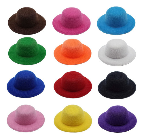 12 Color Mini Sombrero Formal Miniatura Para Manualidad 3.9 