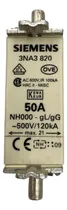 Comprar Fusível Siemens 3na3 820 50a Nh000-glu002Fgg 500v 120ka