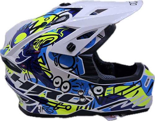 Casco Cross Hro Mx-03 Freestyle Blanco Azul 