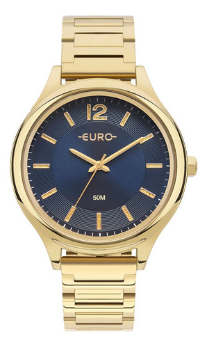 Relógio Feminino Euro Metal Dourado A Prova D'água Envio 24h