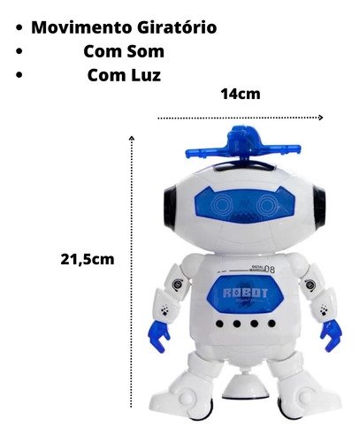 Robô Brinquedo Robocoptero Som Luzes Movimento Hélice Menino