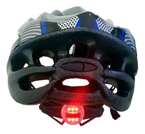 Capacete Com Sinalizador De Led Ciclismo Bike Azul Gts