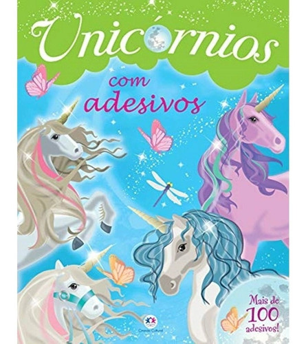Livro Unicórnios Com Adesivos Azul Ciranda