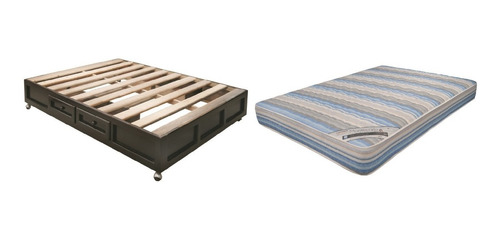 Base Cama Grecia Individual Chocolate Y Colchon Montecarlo