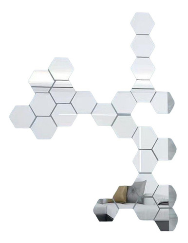 Imagen 8 de 10 de 12pzs Acrilico Decorativo Espejo Hexagonal Adhesivo Plata