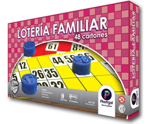 Juego De Mesa Lotería Familiar 48 Cartones Plastigal (212)