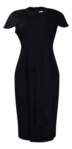 Elegante Vestido Ajustado De Manga Abullonada Con Cuello Red