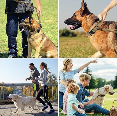 Collares Táctico Y Cuerda Para Perros Medianos Y Grandes Color Caqui Tamaño Del Collar L