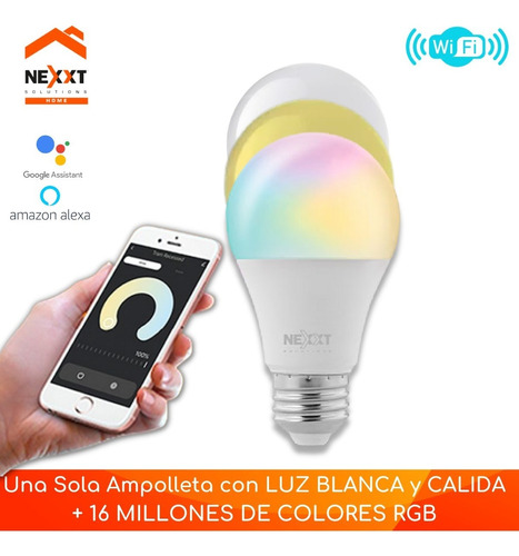 Ampolleta Led Wifi Inteligente 10w E27 Blanco/rgb Nexxt