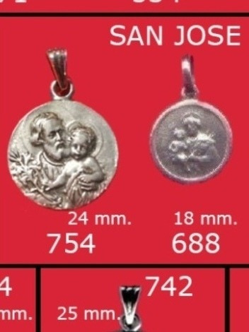 Medalla San José Maciza 18 Mm Plata 925 Kendra Joyas