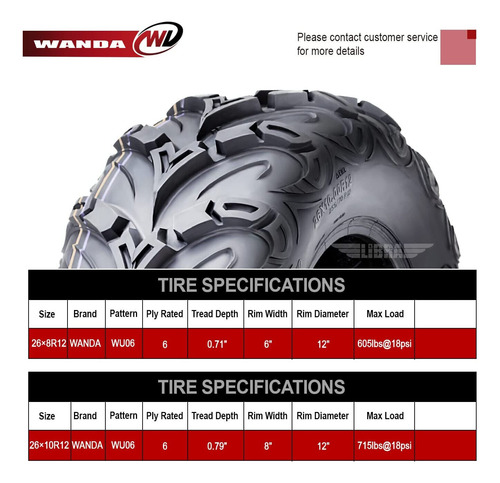 26x8r12 & 26x10r12 Radial Atv Tire Set For 06-17 Can-am Ugg