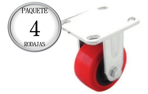 Rodaja Poliuretano C/pp Roja 4x2 Fija 4pz