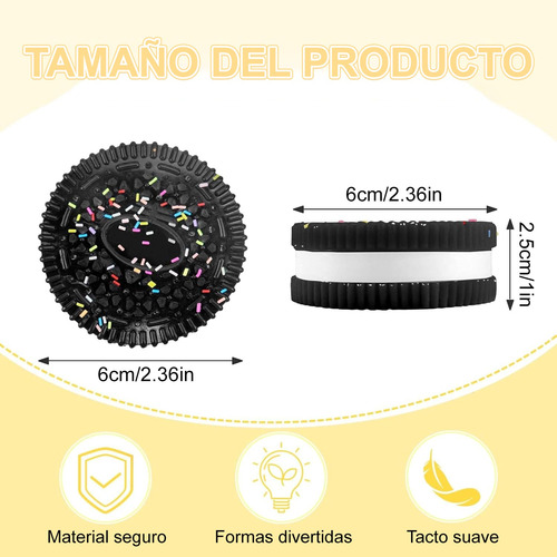 Squishy Con Olor Anti-estrés Galleta Oreo Suave Lavado 4 Pzs