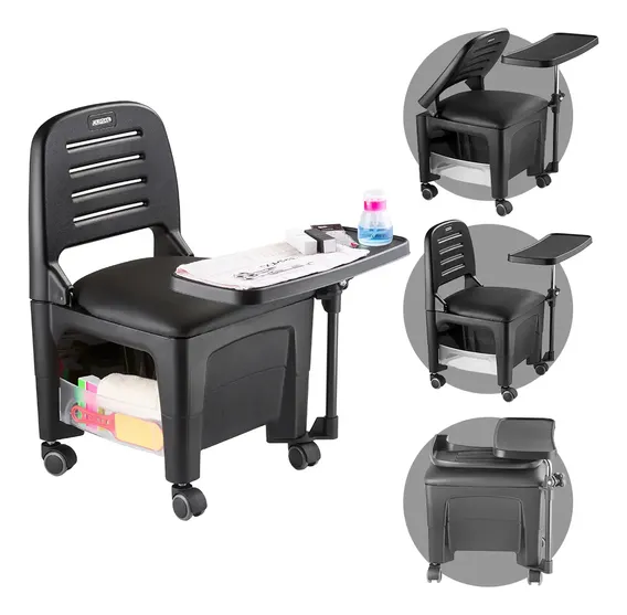 Cirandinha Cadeira Manicure Assento Com Mesa Completa Dompel Preto