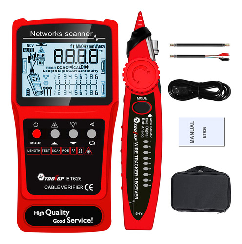 Tester De Cable De Red Tooltop, 2en1 Portátil Lcd Backlight