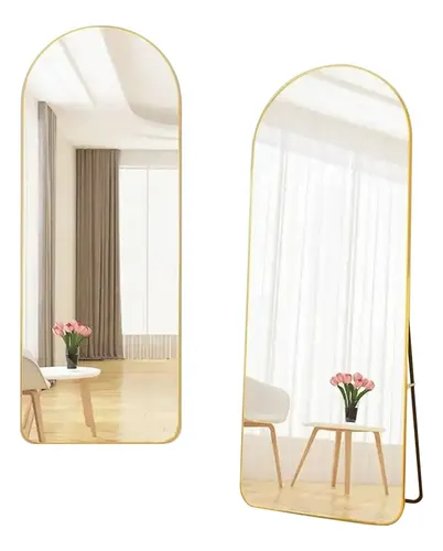 comprar Espejo de suelo ovalado con soporte para todo el cuerpo, metal, 1,50 x 40 cm, marco dorado de lujo