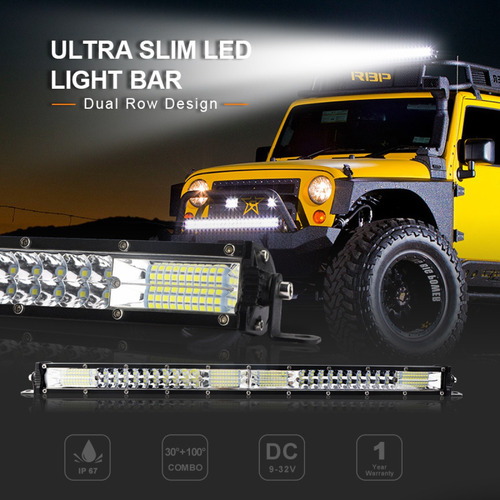 Barra De Luz Led Ultra Delgada De Doble Fila De 20 Pulgadas,