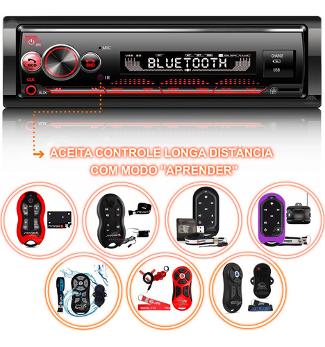 Som Automotivo Via Bluetooth Usb App Control Leitor Cartão