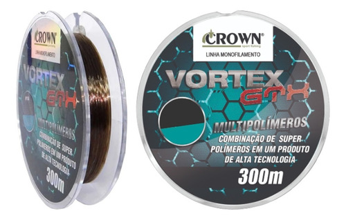 Linha Pesca Monofilamento Crown Vortex Gtx 300mt 0,62mm 75lb Cor Verde