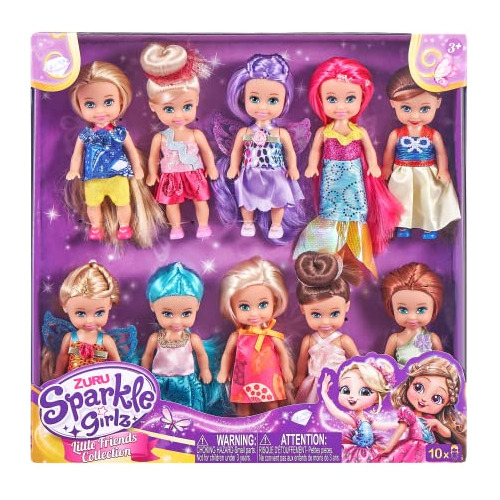 Sparkle Girlz 4.5  Fantasy Little Friends Set Of 10 Dolls By