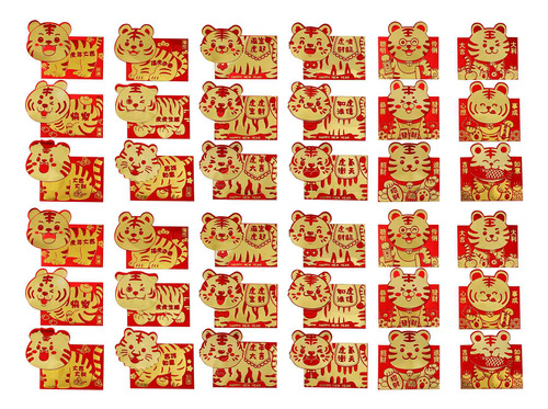 36 Sobres Rojos Chinos, Año Del Tigre Hong Bao Mone