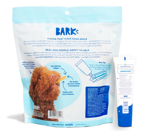 Kit Dental Bark Bright Original Dog Con 30 Masticables Para