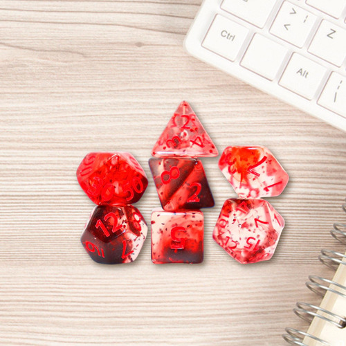 7 Piezas De Dados Poliédricos D6 D4 D8 D10 D12 D20 Rojo