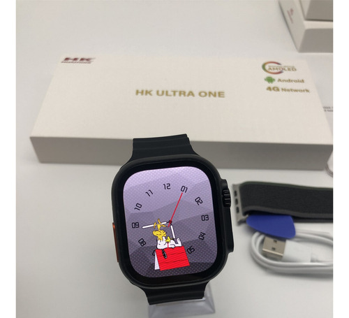 Smartwatch Hk Ultra One 4g 2gb-32gb Playstore/whatsapp/tikto Caixa Prateado Pulseira Branco/ Rajada Bisel Prateado Desenho Da Pulseira Ocean/nylon