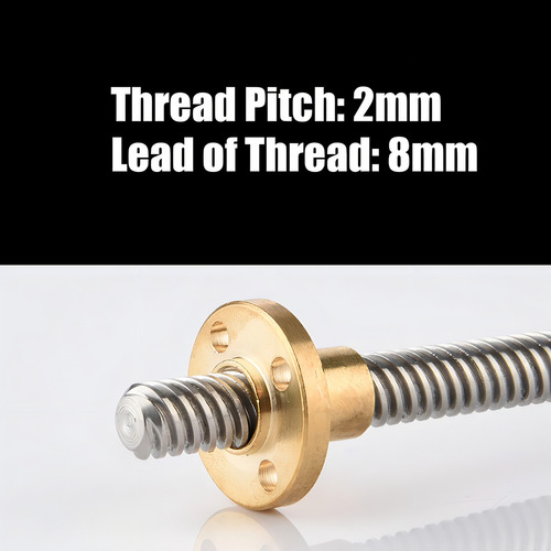 Pomya 8mm Rosca Roscada Trapezoidal Acero Inoxidable Varilla Roscada Tornillo De Avance Y Tuerca De Latón Para Impresora 3d(300mm)