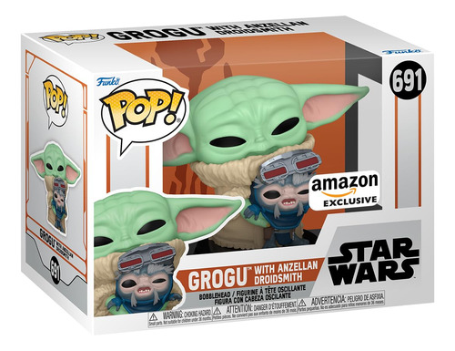 ¡funko Pop! Star Wars Mandalorian Grogu Con Anzellan Droidsm