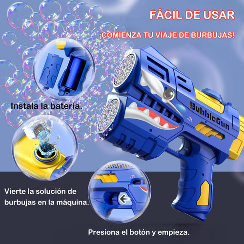 Pistola De Burbujas 20 Agujeros Boda Juguetes De Ninos Playa Color Azul