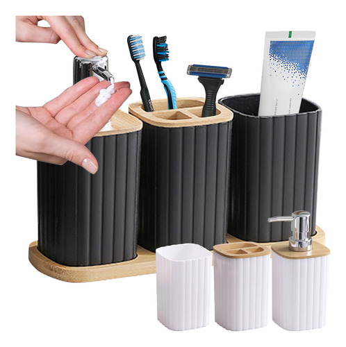 Set De Baño Con Dispensador De Jabón, Cepillo De Dientes, Va