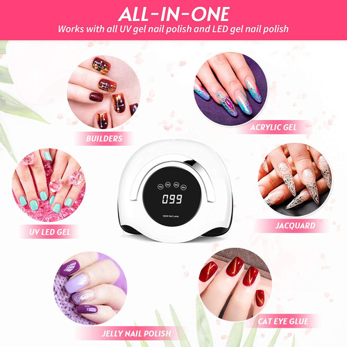 Lámpara De Uñas Led Uv De 120 W, Secador De Uñas Rápido, 36