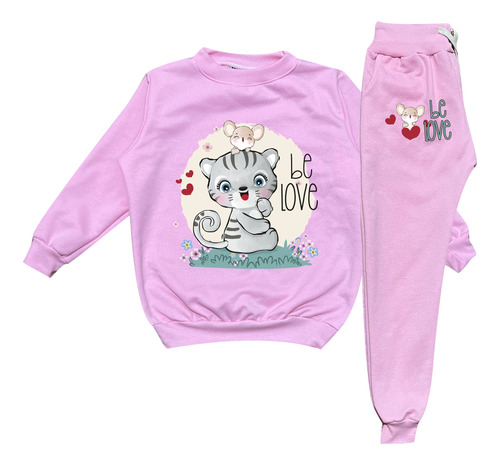 Conjunto Sudadera Gata Be Love Para Niña