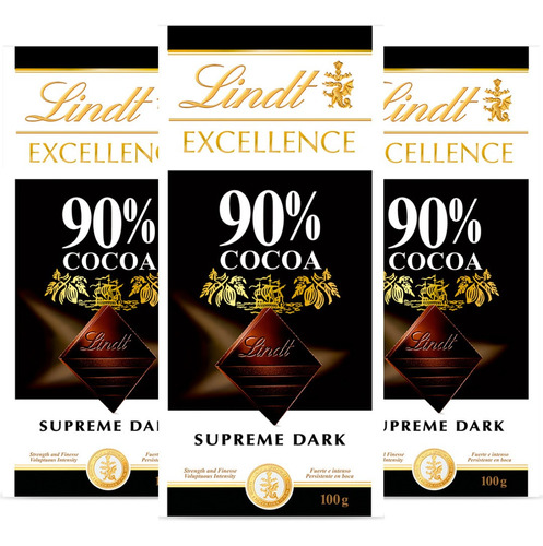 Lindt 90 % Excellence 100 Gr. Origen Suizo Pack X3