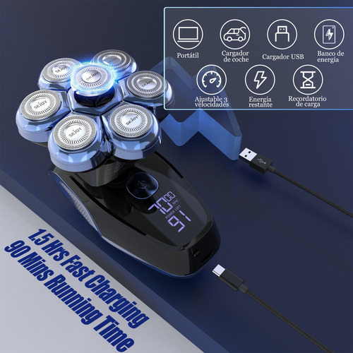 Sejoy Alien Pro Rasuradora Eléctrica Barba Recargable Hombre Afeitadora Y Calvo Corta Pelos Kits 5 En 1 Color Azul 127V