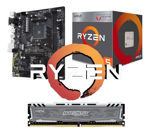 Combo Am4 Ryzen 5 2400g + Gigabyte A320m + 8gb Rx Vega 11