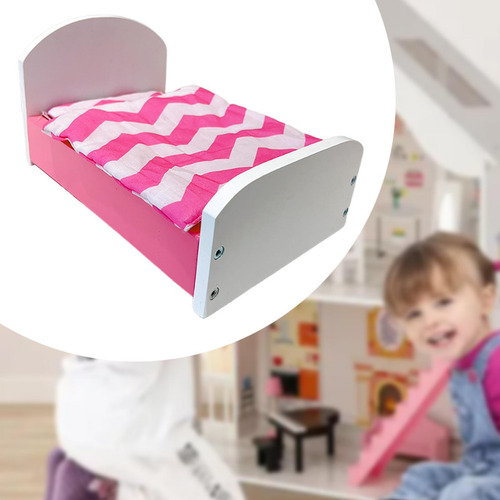 Dollhouse En Miniatura Con Juego De Ropa De Cama Mini Rosa