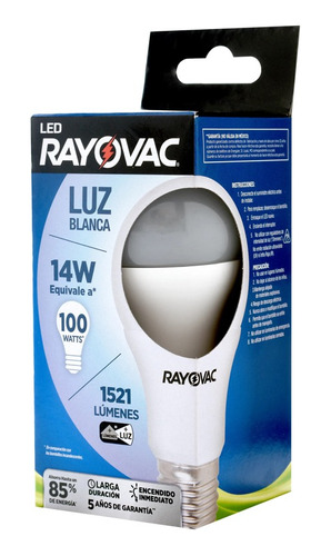 Lampara Led Blanca Rayovac 14w 100w 1521 Lumens E27 