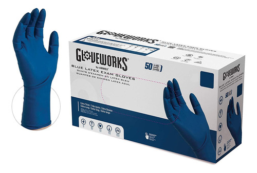 Guantes De Látex Azules Gloveplus Hd Medical, Caja De 50, 13