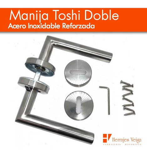 Imagen 4 de 10 de Manija Puerta Acero Inoxidable Toshi Doble Reforz Pack 5 U.