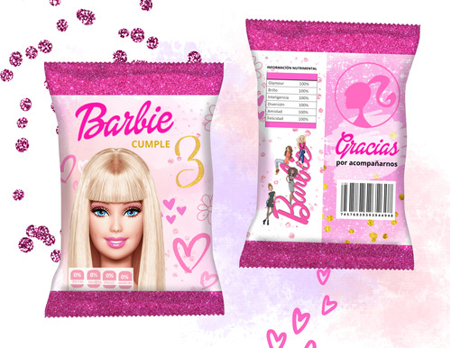 Bolsas De Papas Personalizadas (chip Bags) Barbie 10pz