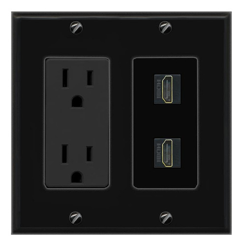 15 Amp Power Outlet 2 Puerto Hdmi Tipo Decorativo Placa