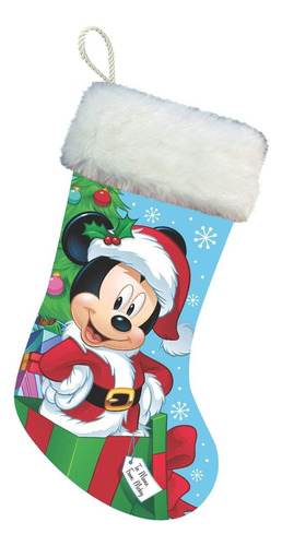 Calcetín De Disney© Santa Mickey Mouse Con Puño De Felpa Par