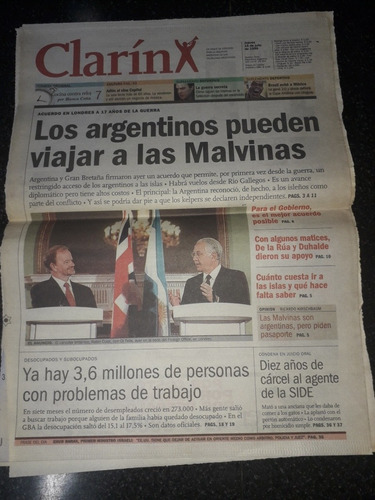 Clinpping Recorte Diario Clarín 15 7 1999 Malvinas Di Tella