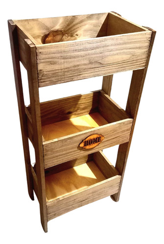 Cajon Estante Organizador Madera Deco X3 Canasto 25x35