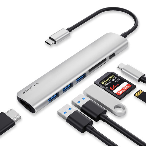 Walnew Hub Usb C, Adaptador Usb C Macbook Pro, Hub 7 En 1 Co