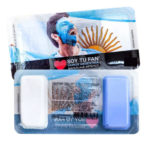 Kit Maquillaje Artistico Celeste Y Blanco Argentina X1 Unid