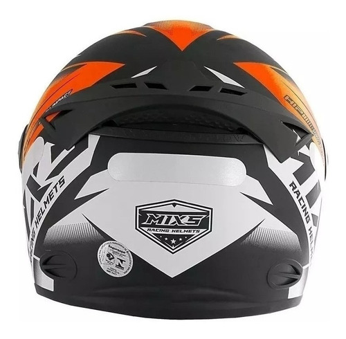 Imagem 4 de 4 de Capacete para moto integral Mixs Fokker laranja storm fosco tamanho 56