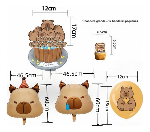 Kit De Globos Cumpleaños Capibara Fiesta Decoracion Capybara